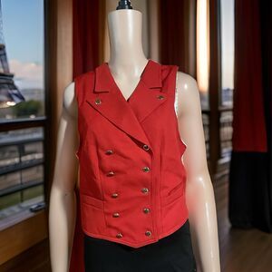 Vintage Rare Ralph Lauren Red Dress And Dress Wool Vest Women's Size Medium